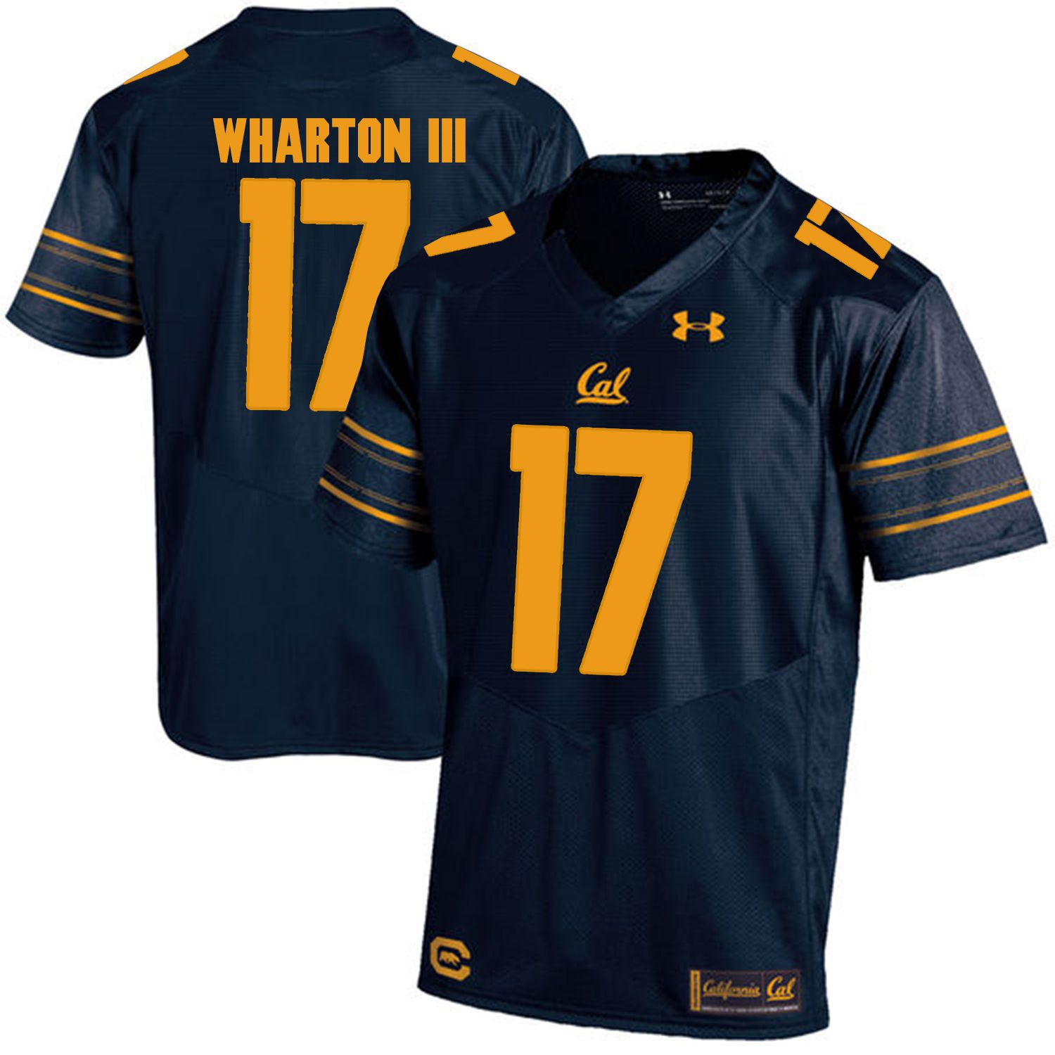 Men California Golden Bears #17 Vic Wharton III Dark blue Customized NCAA Jerseys1